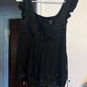 Bebe black silk baby doll cami L